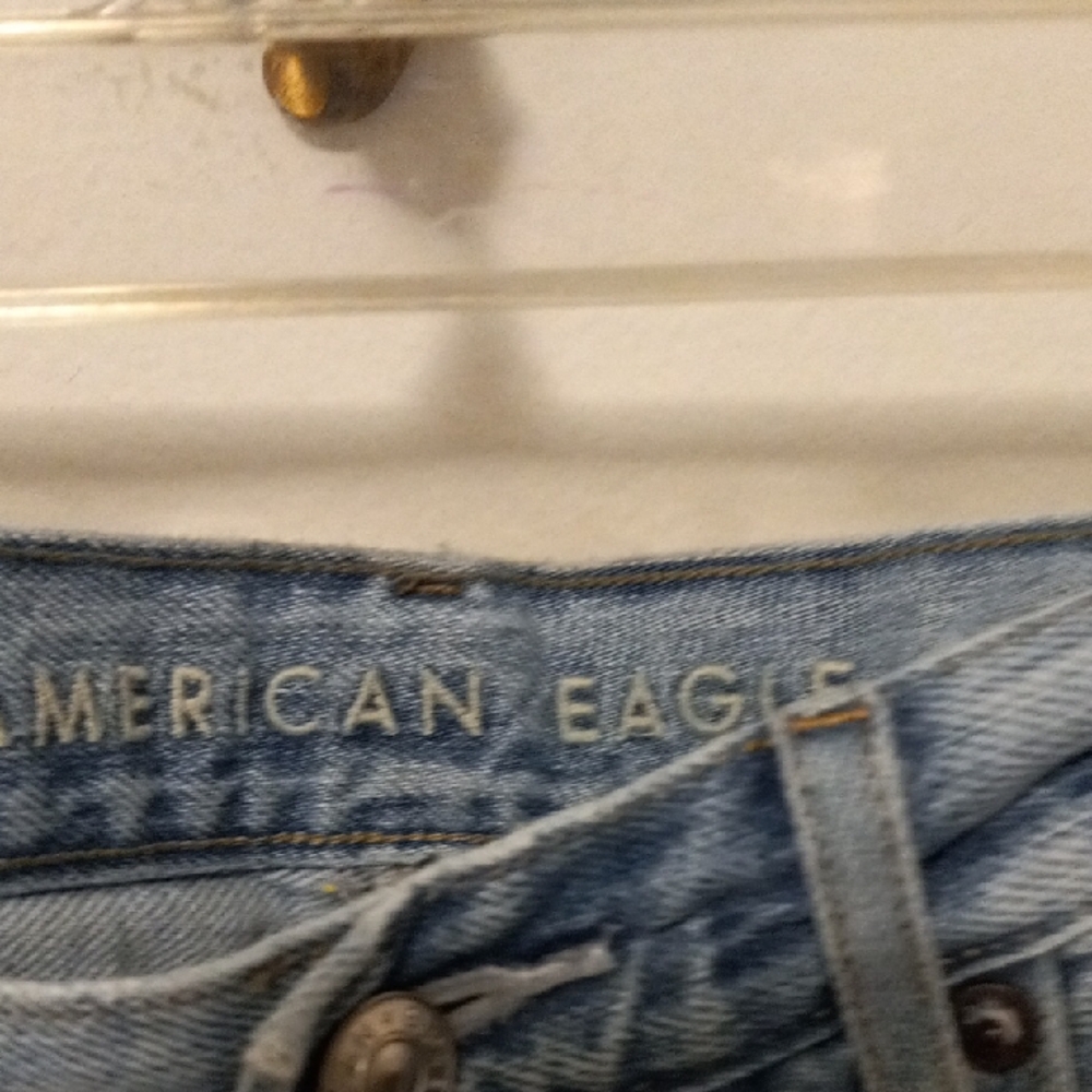 American Eagle Outfitters Light Blue Distressed Jean Shorts - Picture 2 of 5